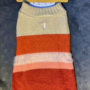 Fall colors dog sweater, fuzzy stripe